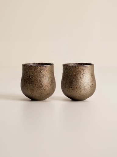 Sake cup, bronze sprinkled, set of 2