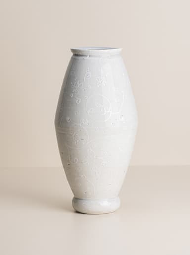 White floral vase